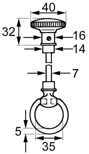 Knopf/Ring-Drücker für zierliche Schlösser