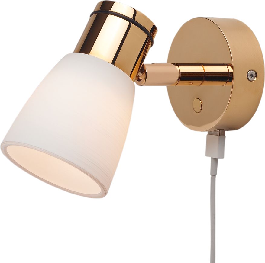 4034-703 PREBIT LED-Wandleuchte R1-1 D2W - gold - Schirm weiß - mit USB Anschluss