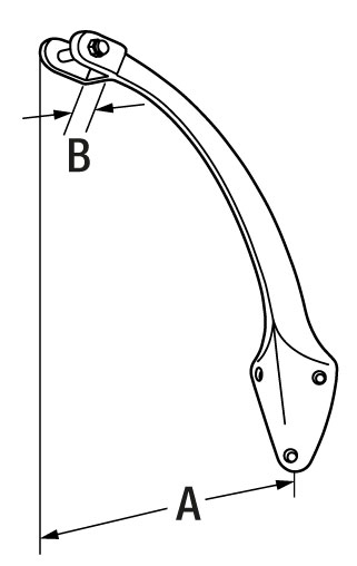 3995-003 und -503 Glockenhalter gebogen in Messing oder Messing verchromt - Maßzeichnung Glockenhalter gebogen