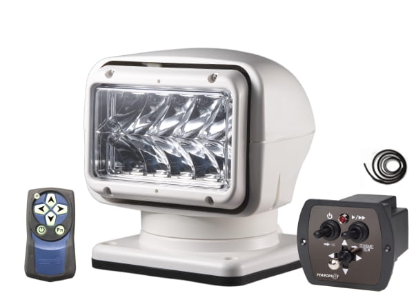 3307-003 LED-Suchscheinwerfer 220S weiß 12V/24V mit Fernbedienung LED-Suchscheinwerfer 220S für 12V/24V mit Fernbedienung