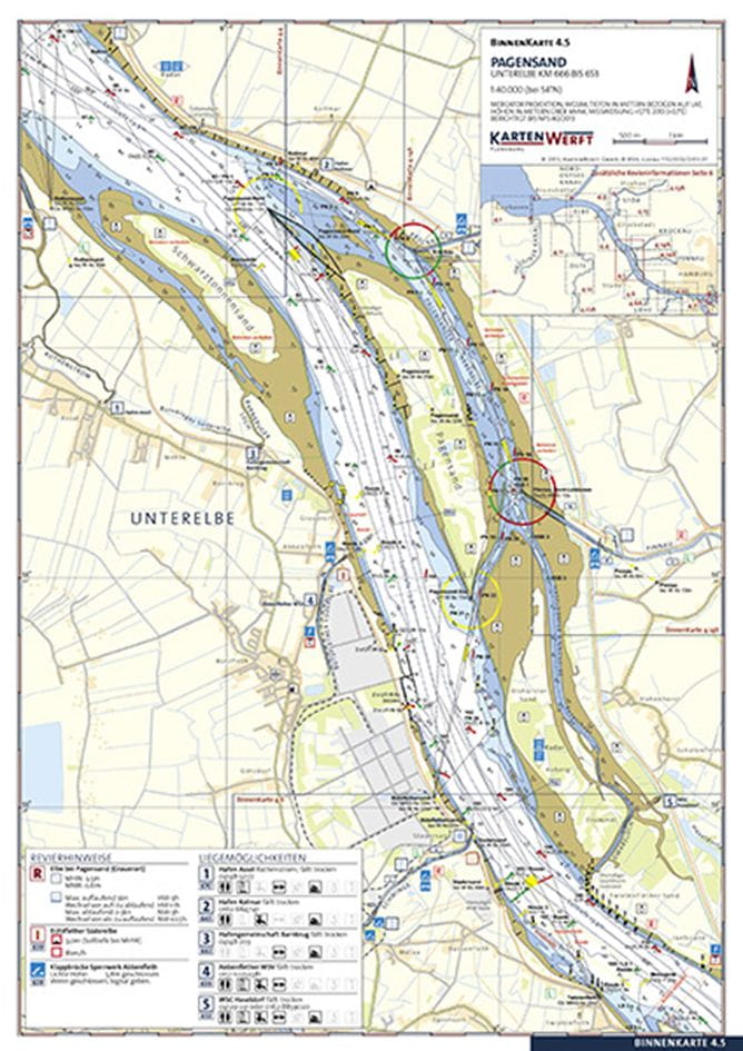 9023-005 Revierkarten laminierte Einzelblätter KARTENWERFT KARTENWERFT BinnenKarten Atlas Elbe Laminated single charts