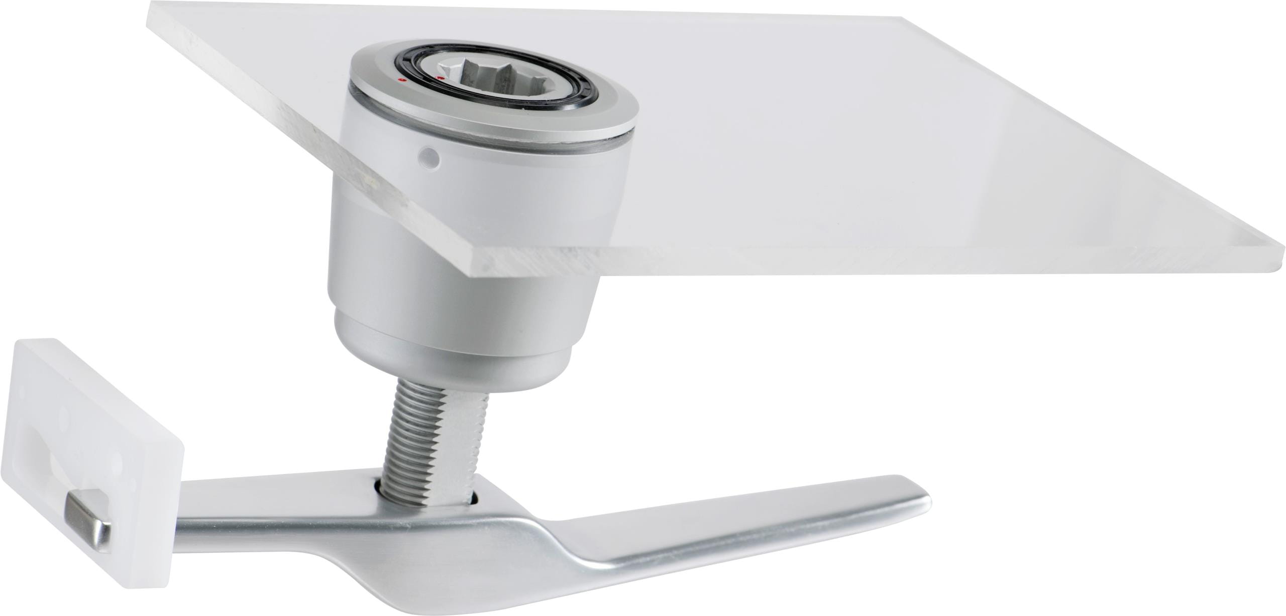 4094-001 Vorreiberverschluss Aluminium für Luken, eingebaut in eine Plexiglasscheibe Hatch lock aluminium