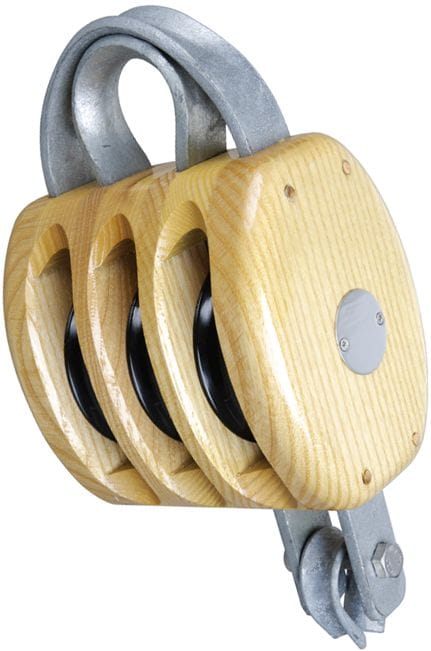 Triple sheave ships block ashwood varnished Triple sheave ships block ashwood varnished