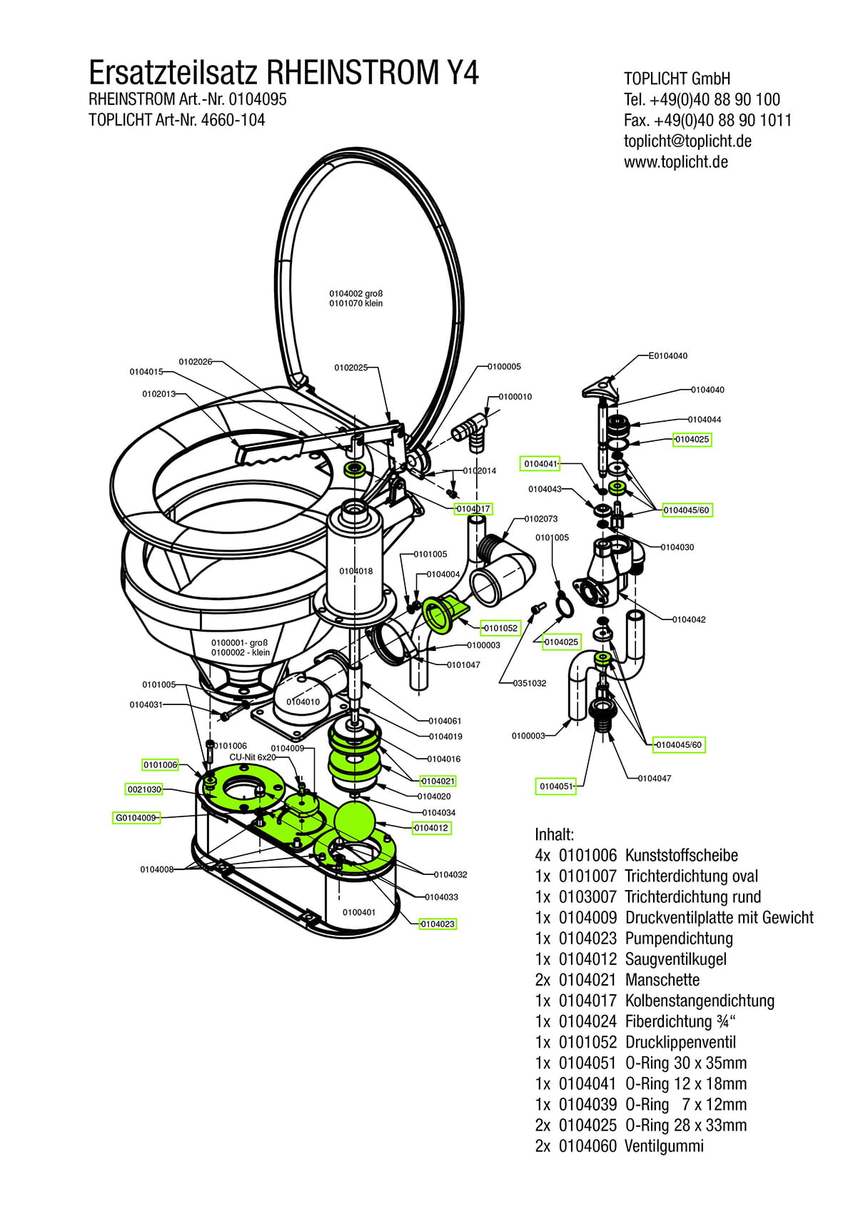 Reparatursatz für die Y4-Toilette RHEINSTROM Reparatursatz für die Y4-Toilette RHEINSTROM