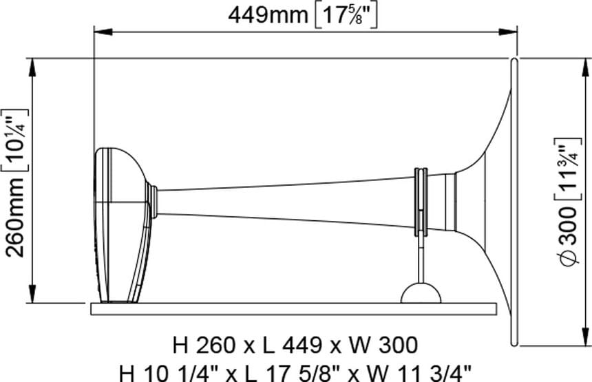 MARCO PW3-B Schalltrichter (für Schiffe kleiner als 75 m) mit Magnet-Ventil 12 V oder 24 V MARCO PW3-B Schalltrichter (Schiffe