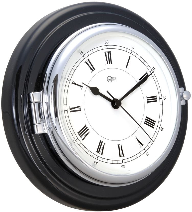 BARIGO CAPTAIN quartz clock Roman chrome-plated black plate | TOPLICHT