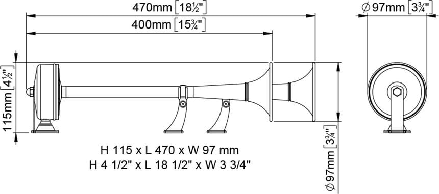 3409*04 MARCO Doppel-Signalhorn Edelstahl EMX1/2 MARCO EMX1/2 Doppel-Signalhorn Edelstahl