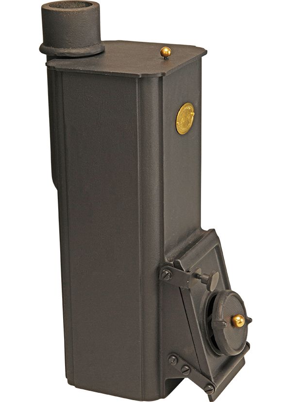 4352-000 Schiffsofen HOT POT aus Gusseisen DAVEY, Beschläge Messing poliert