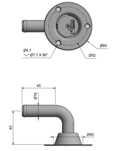 1942-002 A4-Tankentlüftung 16mm gebogen - Maßzeichnung