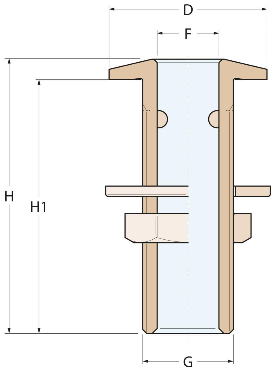 Borddurchführung Messing lang