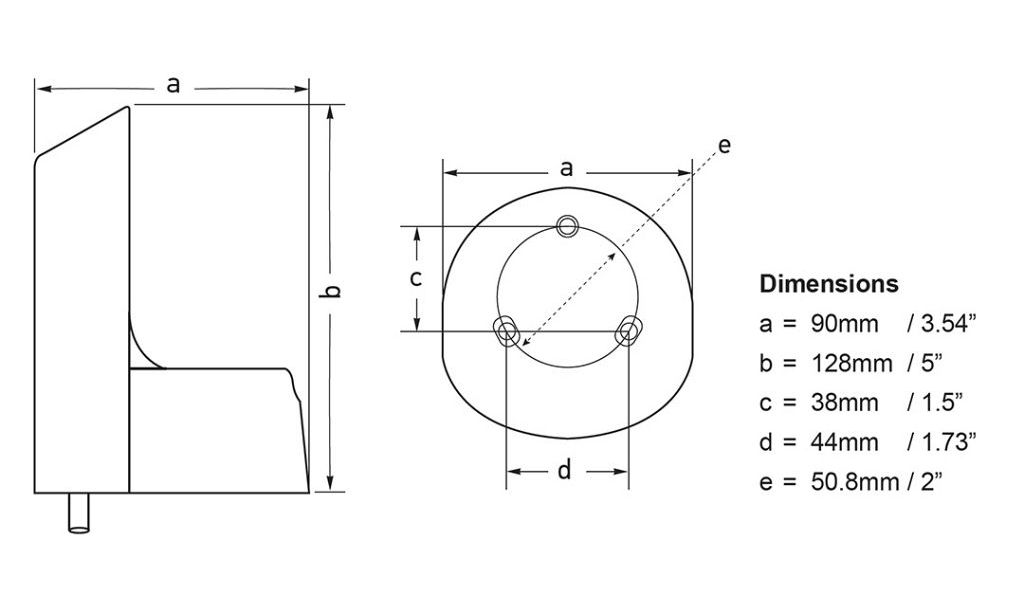 3254-398/-399 HELLA NaviLED Pro Adapter für Decksmontage Maße
