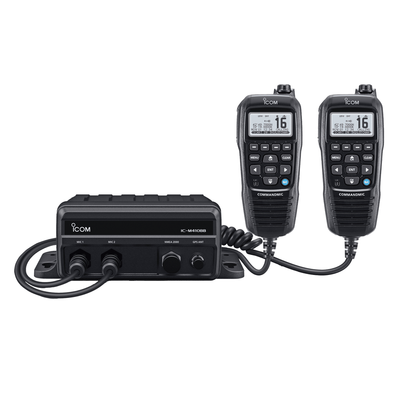 3938-509 ICOM IC-M410BB UKW-Seefunkanlage Black Box mit einem CommandMic ICOM IC-M410BB black box VHF radio + CommandMic HM-195GB