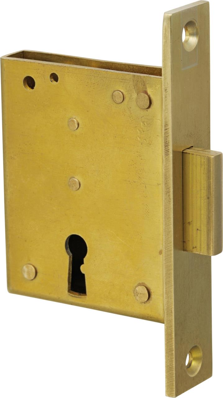 4090-200 Möbeleinsteckschloss Buntbart mit Stulp Messing geschliffen