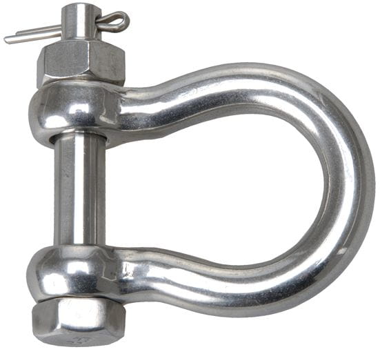 Getestete Edelstahlschäkel geschweift mit Sicherheitsbolzen Getestete Edelstahlschäkel geschweift mit Sicherheitsbolzen