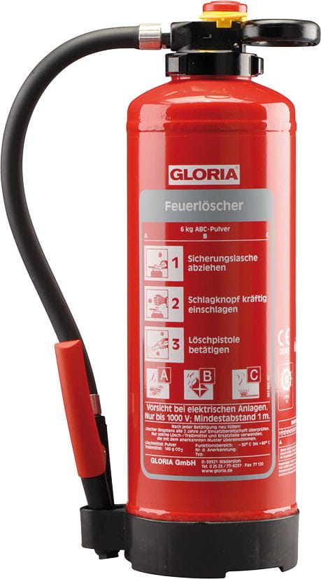 3416-006 Pulver-Feuerlöscher GLORIA 6 kg GLORIA P6PRO 6 kg-Pulver-Feuerlöscher mit MED-Zulassung