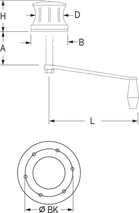 1494*03 Schotwinde ANDERSEN CLASSIC / Unterdeck Schotwinde ANDERSEN CLASSIC / Unterdeck
