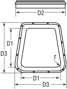 1744*02 Decksluken trapezförmig mit Plexiglas Decksluke trapezförmig mit Glasscheibe