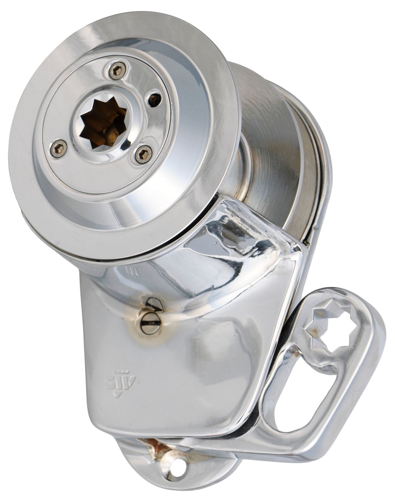 1880-764  WILMEX Fallwinde / Schwertfallwinde aus Bronze Typ 2 - verchromt,  linksdrehend