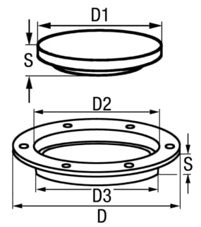 1821*04 Decksprisma / Deckslicht für Einbauring DAVEY 2418 Decksprismen rund 150 mm und Einbaurahmen DAVEY