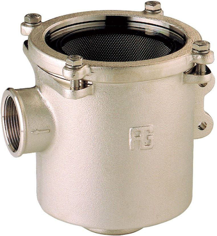 Seewasserfilter Messing vernickelt Typ 1164 Poly-Deckel Seewasserfilter Messing vernickelt Typ 1164 Poly-Deckel