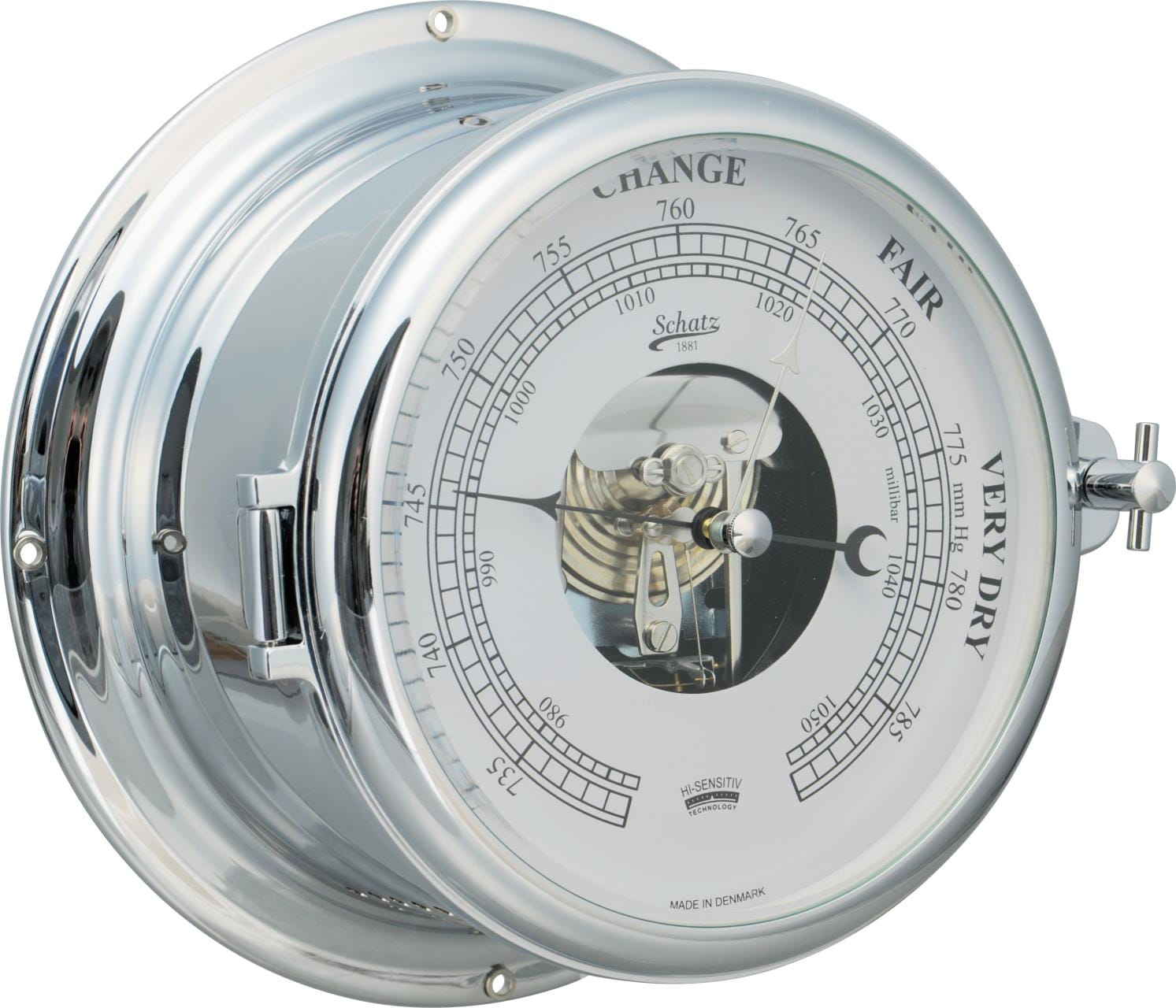 3460-503 SCHATZ ROYAL 483B Barometer high sensitiv Messing verchromt