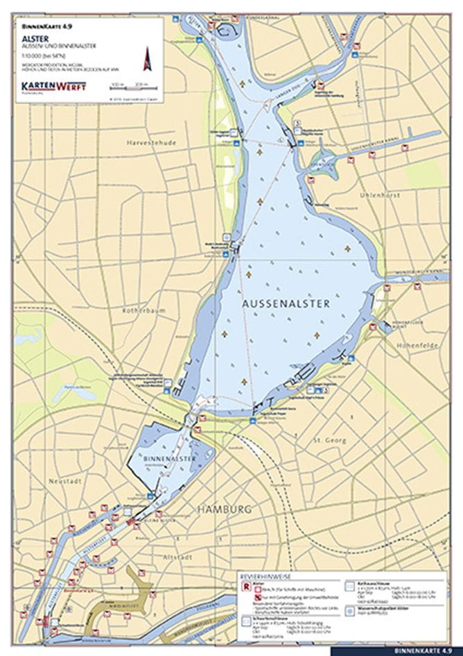 9023-009 Revierkarten laminierte Einzelblätter KARTENWERFT KARTENWERFT BinnenKarten Atlas Elbe Laminated single charts