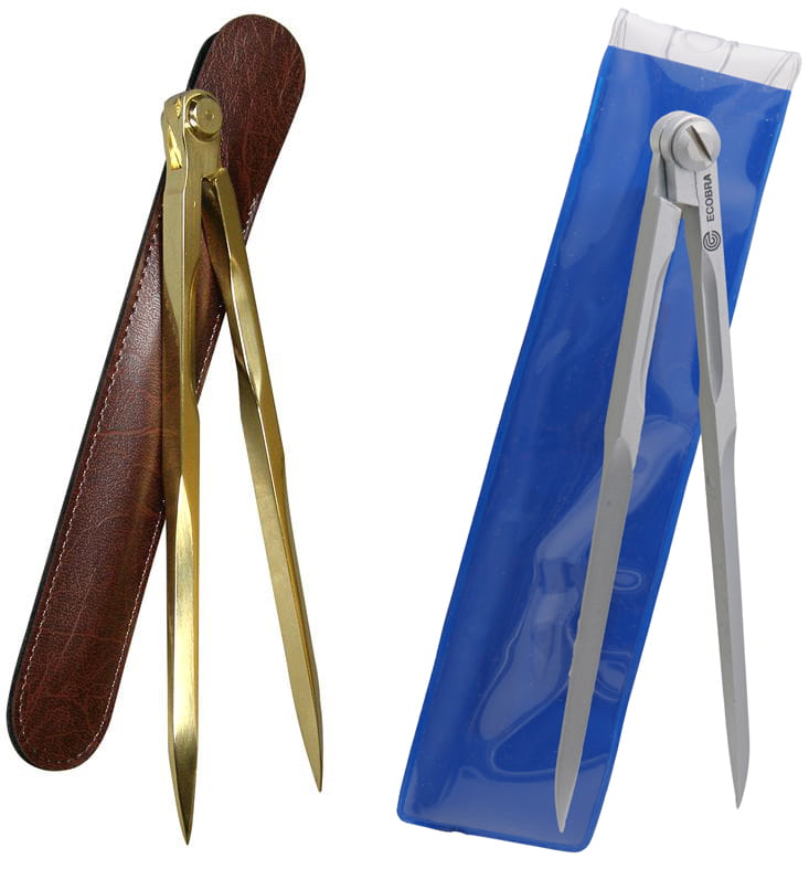 Gerader, klasischer Marinezirkel aus Messing, poliert oder matt vernickelt