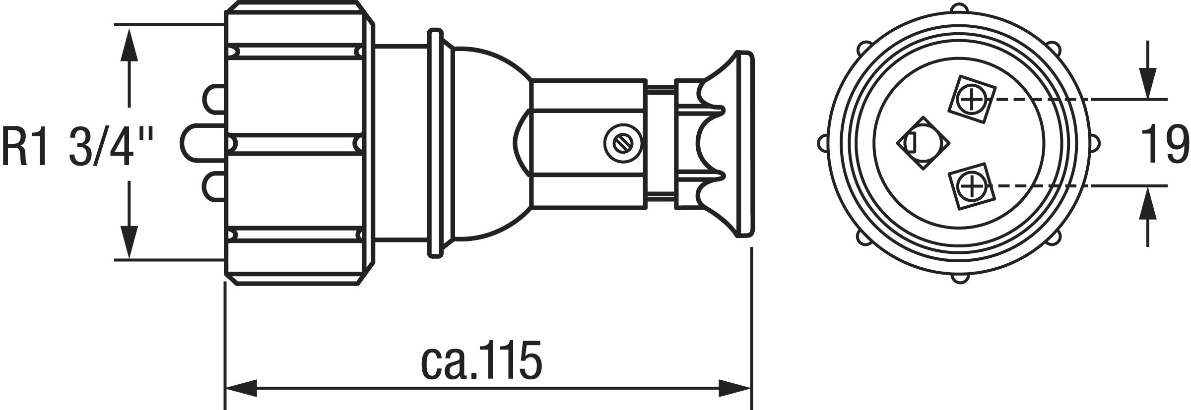 4224*13 230-Volt-Stecker HNA Kunststoff HNA Kunststoff-Stecker, dreipolig