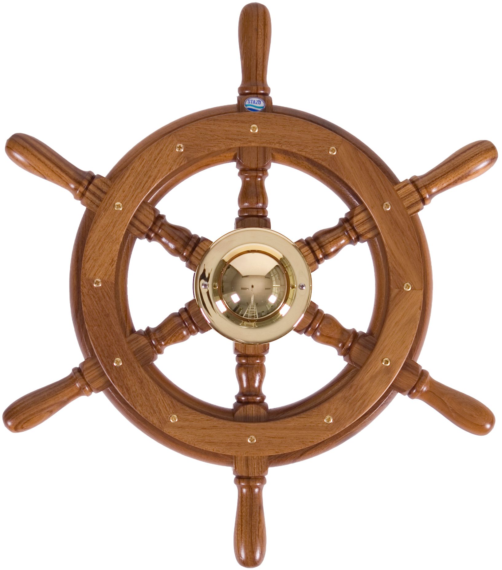 STAZO yacht steering wheel Teak with brass STAZO yacht steering wheel Teak with brass