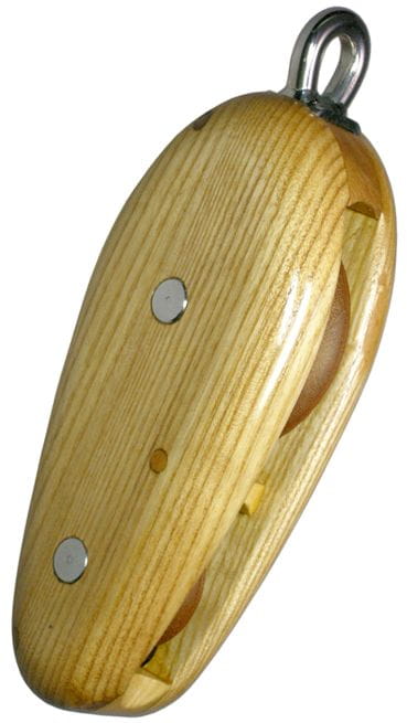 1166*02 DAVEY Violin-Yachtblöcke Esche mit Tufnolscheibe, ohne Hundsfott DAVEY Violinblock Esche, Tufnolscheibe, 1-scheibig