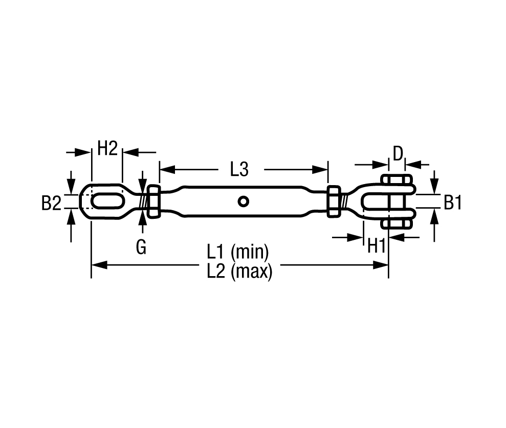 1520*04 Wantenspanner / Spannschrauben feuerverzinkt Gabel-Auge - Bild 2