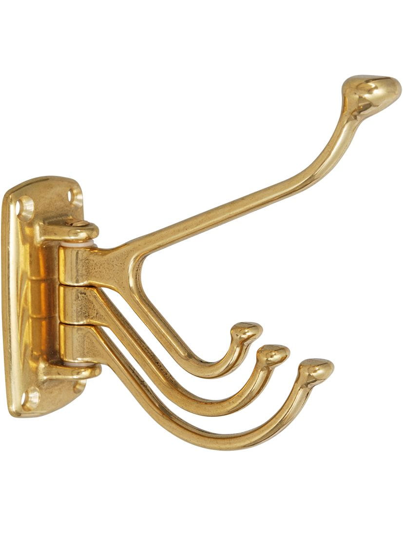 Coat hook brass swivel with hat hook Coat hook brass swivel with hat hook