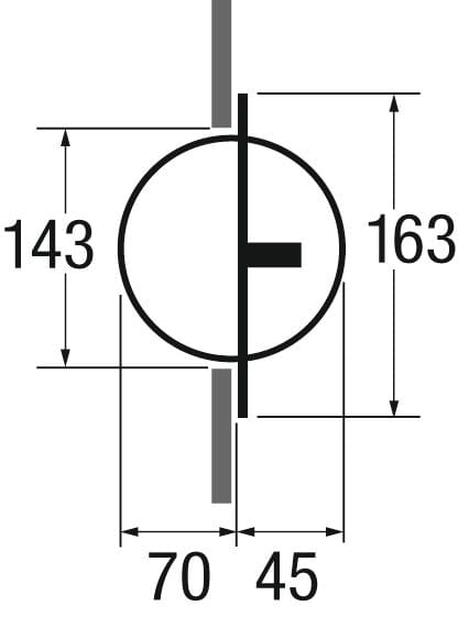 CASSENS & PLATH IOTA/1 Einbau-Kugelkompass - Maßzeichnung