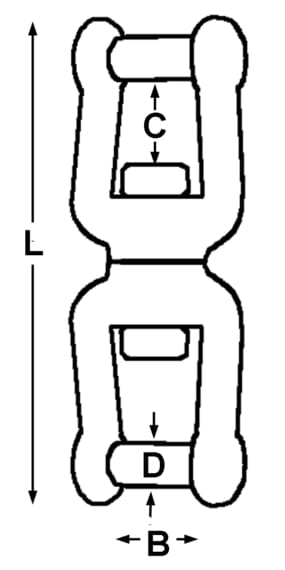 1757*01 Kettenwirbel A4 Schäkel-Schäkel Innensechskant Kettenwirbel A4 Schäkel-Schäkel Innensechskant
