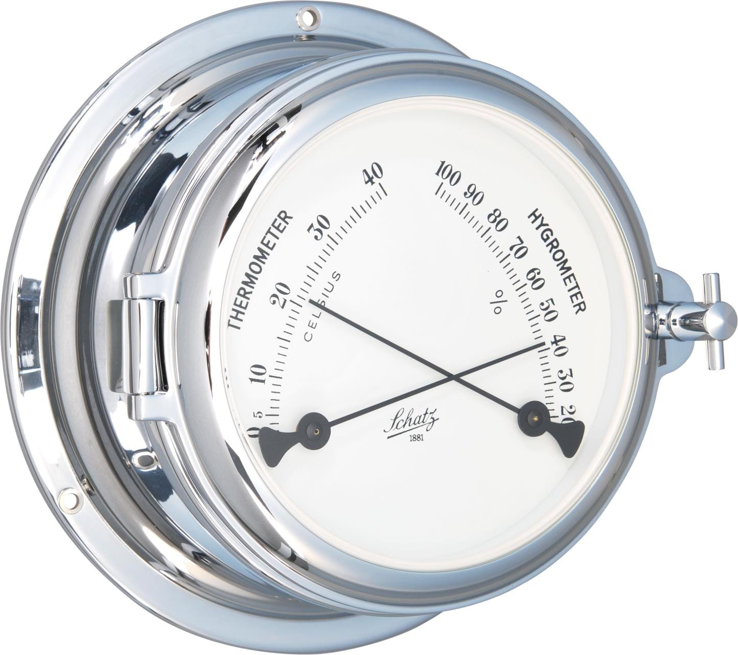 3462*19 Termometer/Hygrometer aus dem Set mit 3 Instrumenten SCHATZ MIDI verchromt Set mit 3 Instrumenten SCHATZ MIDI verchromt