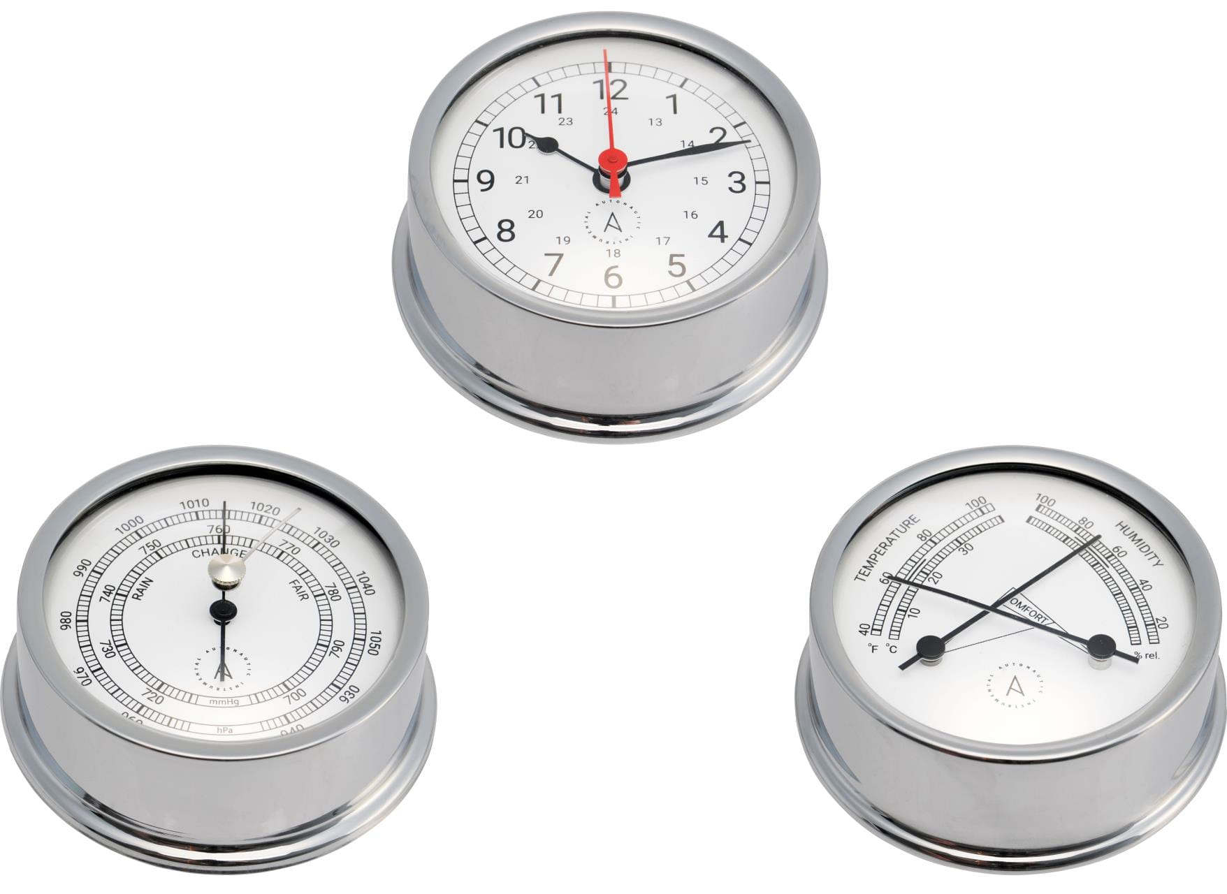 3643-019 Verchromt-Set AUTONAUTIC ATLANTIC 95 - 3 Instrumente