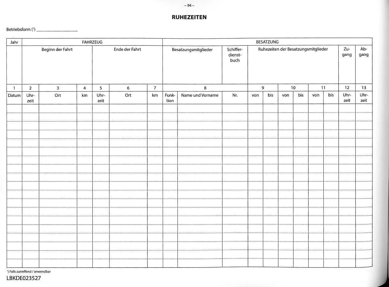 Rotes Bordbuch gemäß §102 BinSchPersV für Binnenschifffahrt