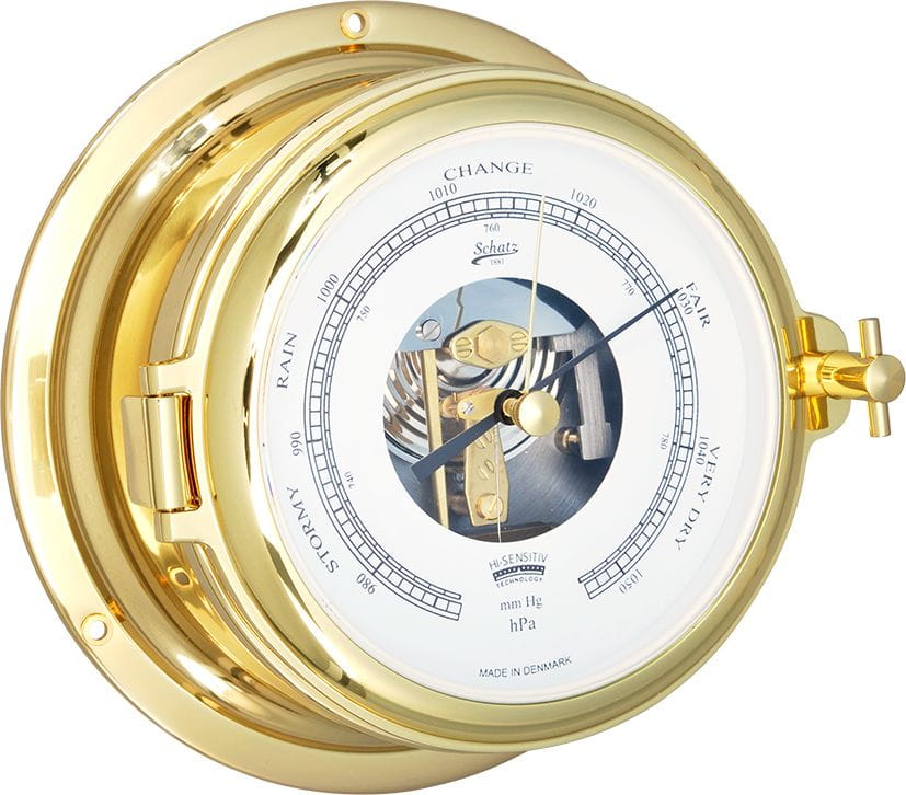 Barometer Movement Inserts SCHATZ MIDI 450BO barometer movement visible polished brass | TOPLICHT