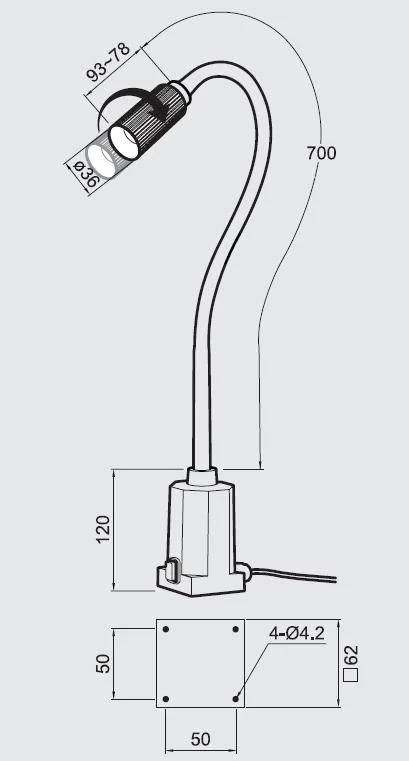 4338*06 Zeichnung LED FLEX Vario Schwanenhalsleuchte 100-240V 4338*06 Zeichnung LED FLEX Vario Schwanenhalsleuchte 100-240V