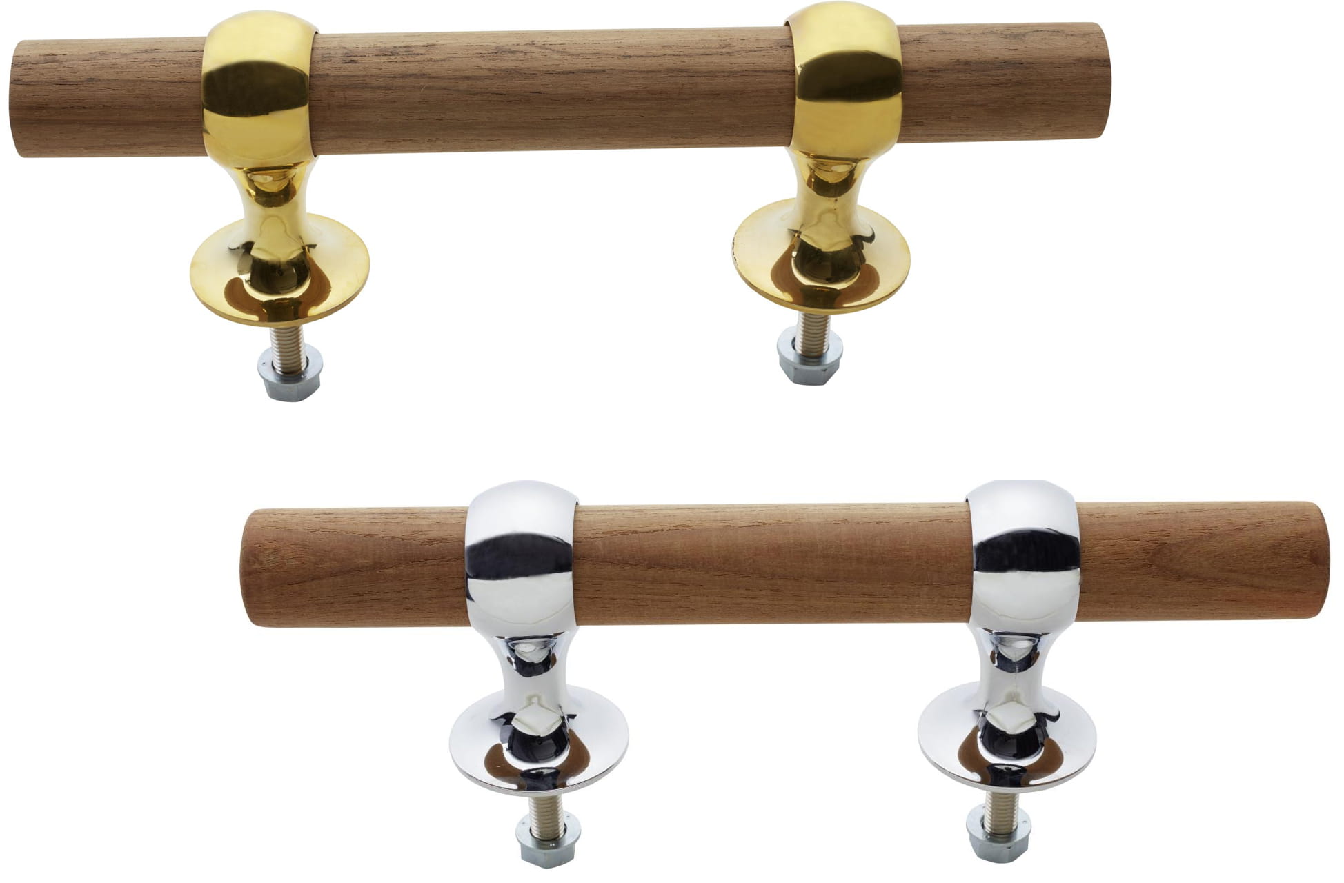 1613*01 Belegklampe mit Teak-Rundholzstock