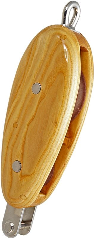 1166*02 DAVEY Violin-Yachtblöcke Esche mit Tufnolscheibe, mit Hundsfott DAVEY Violinblock Esche, Tufnolscheibe, 1-scheibig