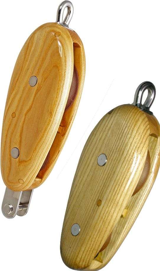1166*02 DAVEY Violin-Yachtblöcke Esche mit Tufnolscheibe DAVEY Violinblock Esche, Tufnolscheibe, 1-scheibig