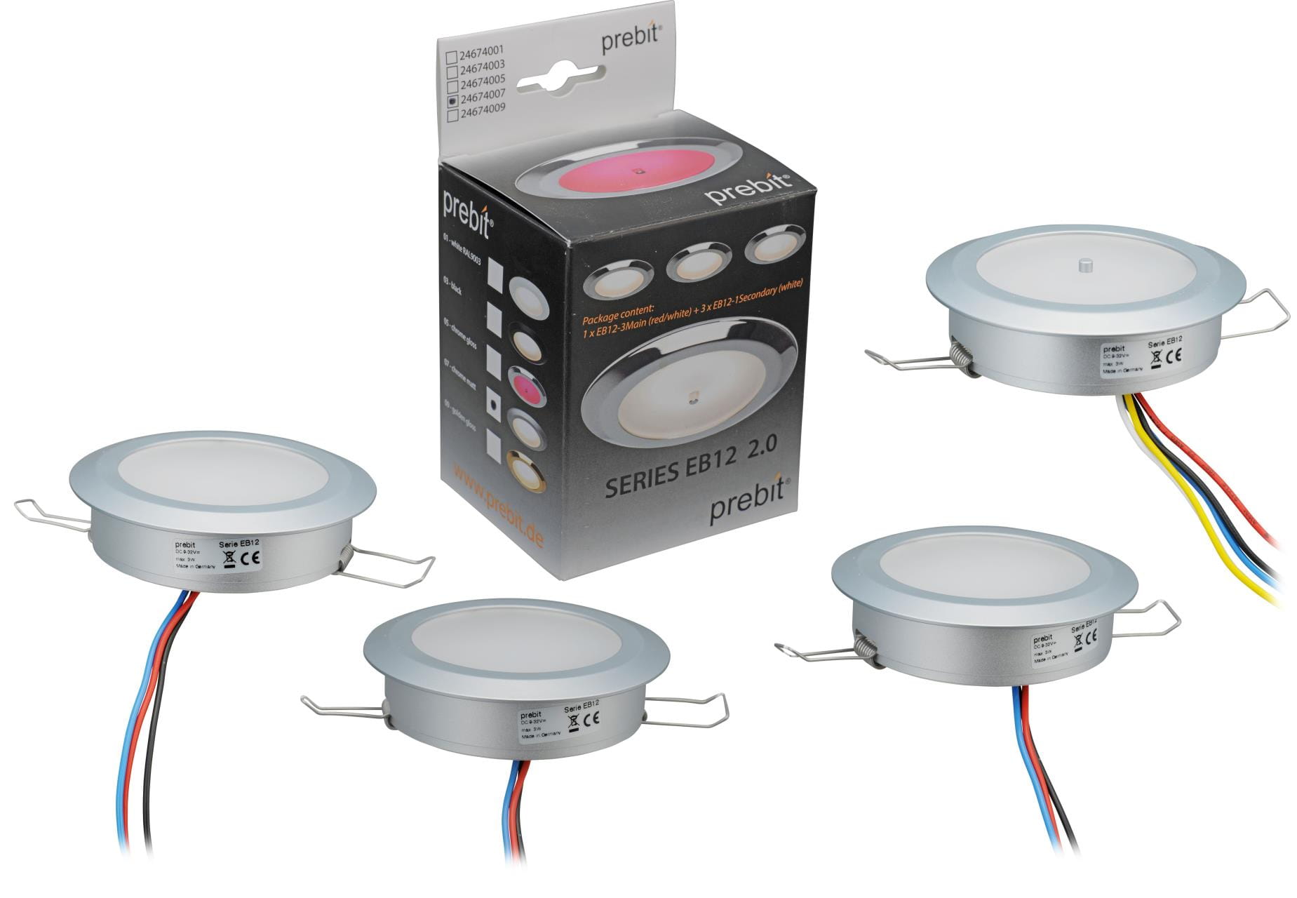 4034*25 PREBIT 4er-Set LED-Einbauleuchten EB12-3-2.0 Main/Secondary PREBIT 4er-Set LED-Einbauleuchten EB12-3 -2.0 Main/Secondary