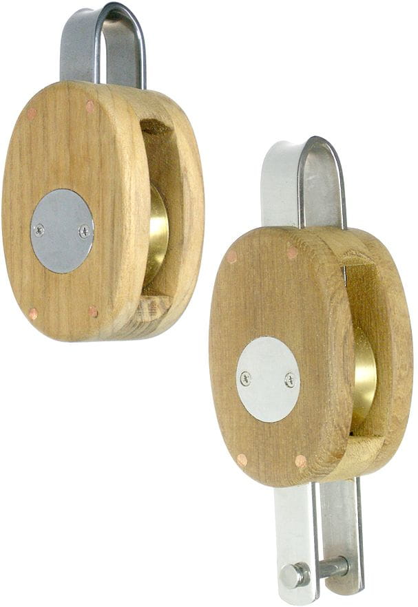 Single sheave yacht block made from teak Single sheave yacht block made from teak