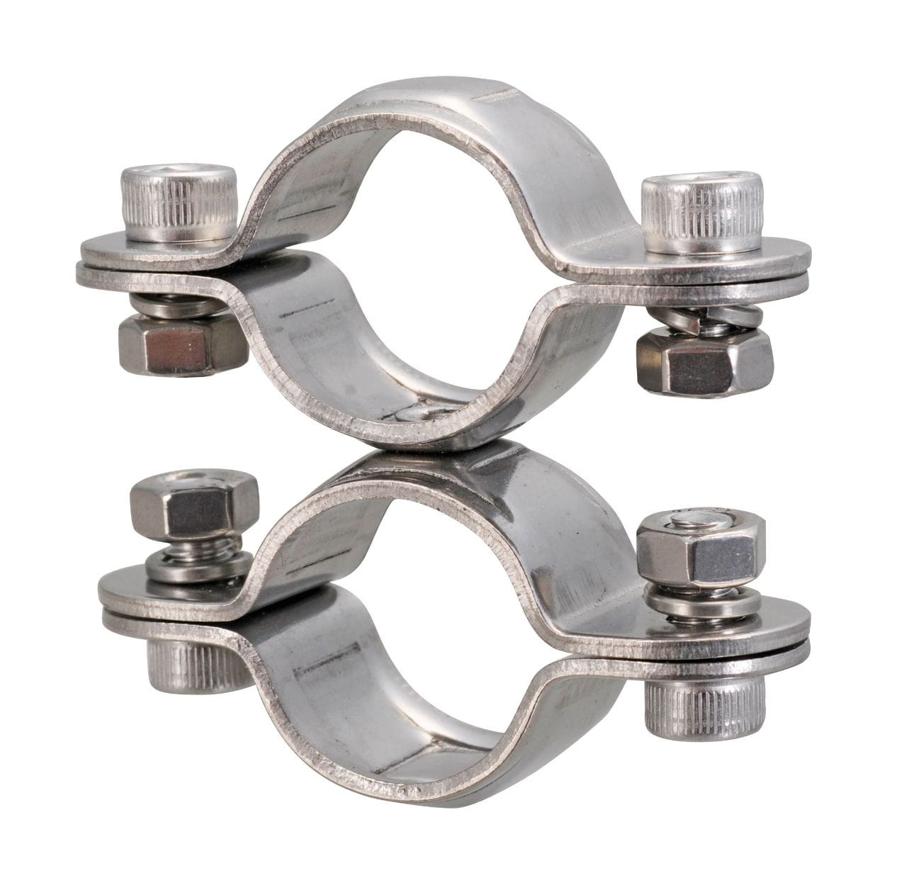 3202-032 A2-Doppel-Rohrschelle feststehend für 25 mm-Rohre A2 double pipe clamp for pipes with a diameter of 25 mm