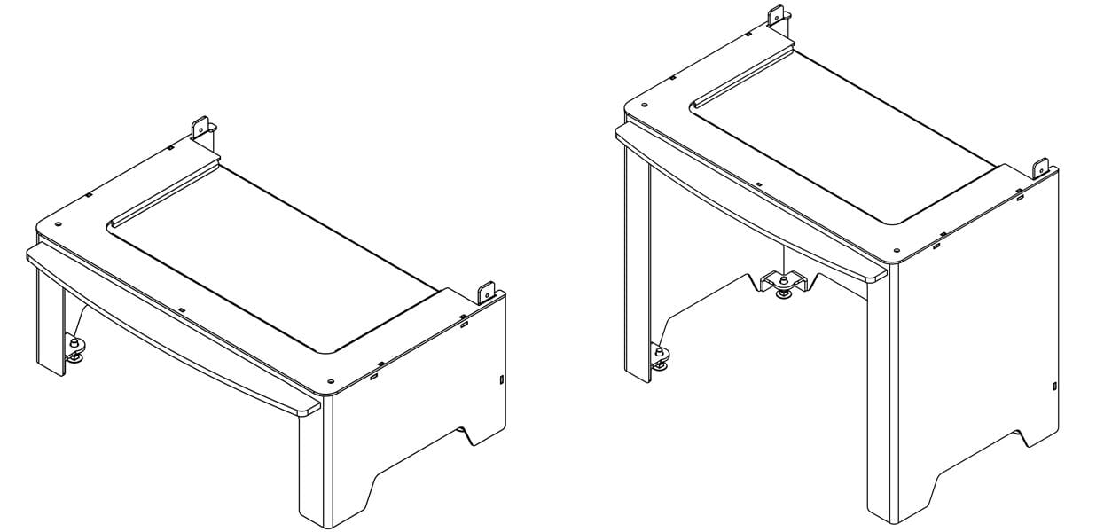 Zeichnung Ofen-Unterbau klein bzw. hoch Zubehör für ECOBURN 5 WIDESCREEN und HOLBORN 5 WIDESCREEN