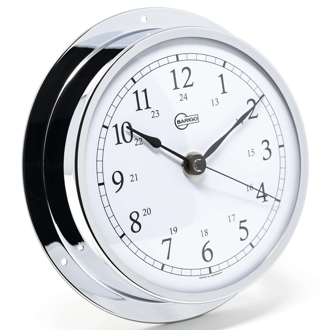 3457-501 BARIGO VIKING Quarzuhr arabisch aus verchromtem Messing BARIGO VIKING 611CR Quartz clock arabic dial chromed brass