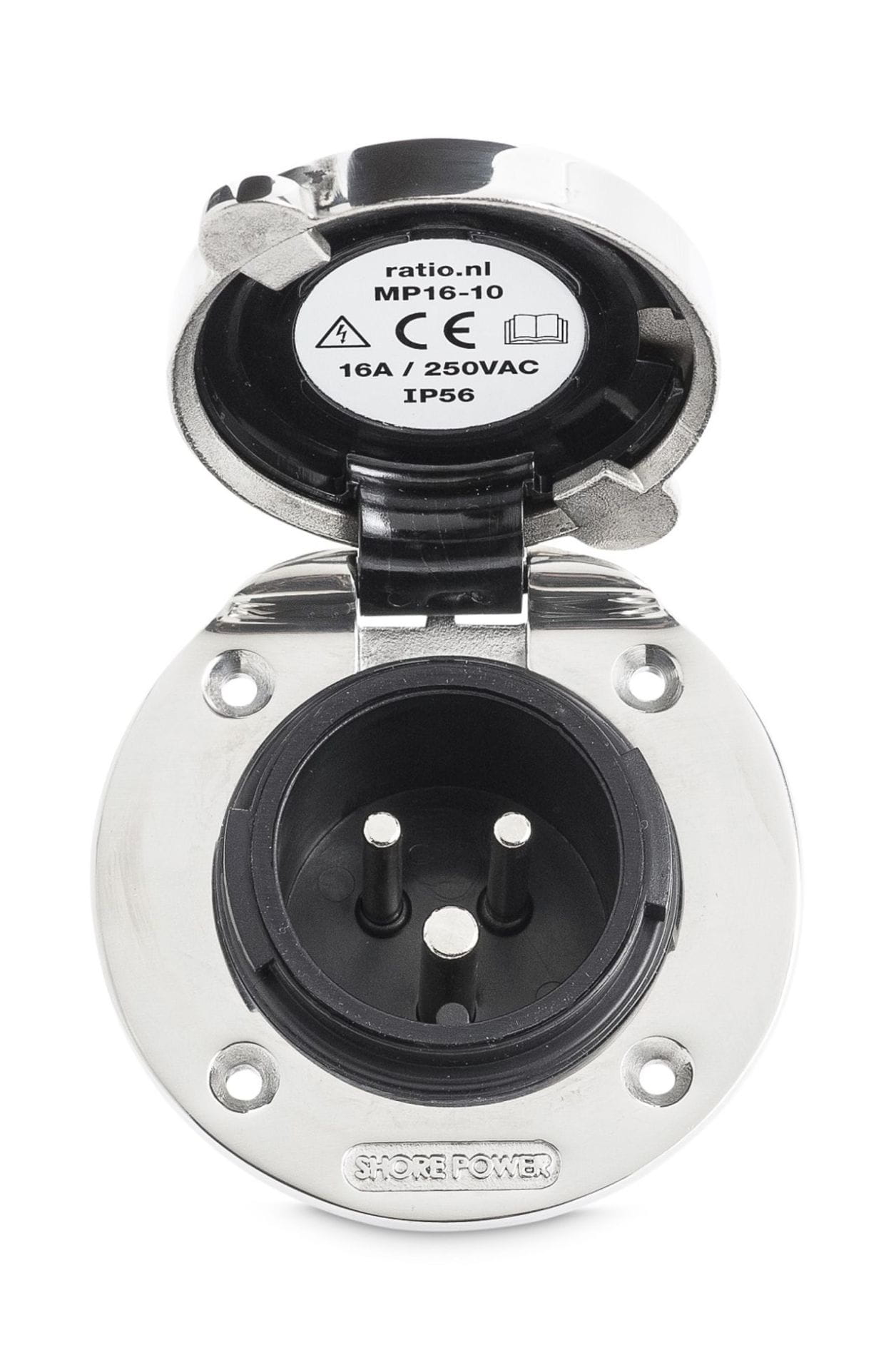 SHORE-POWER shore power socket outlet 16A stainless steel | TOPLICHT